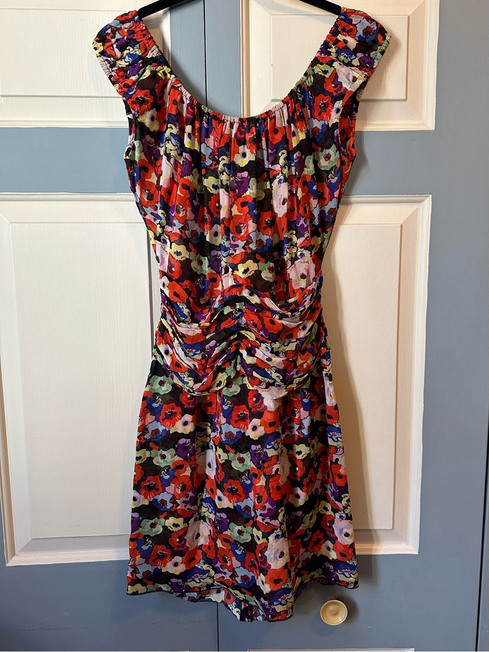 Patou Floral Print Silk Mini Dress FR36/US4